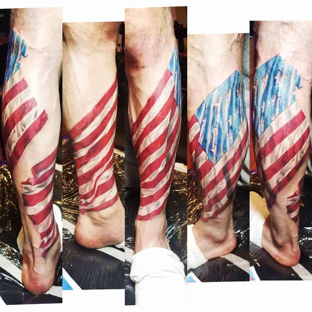 amerikai zászló tetoválás vádlin