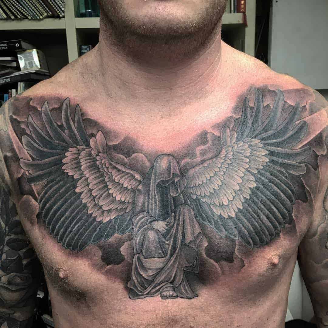 Halál Angyala mellkas tetoválás