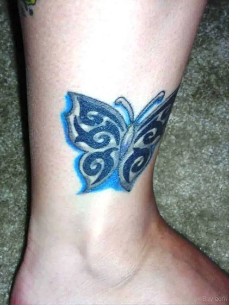 Törzsi Color Butterfly Tattoo boka