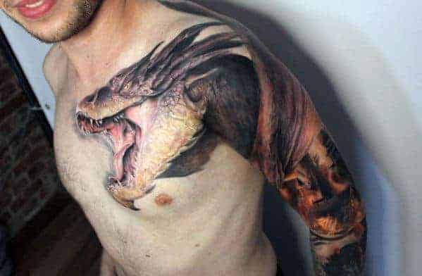 sárkány tetoválás vállra