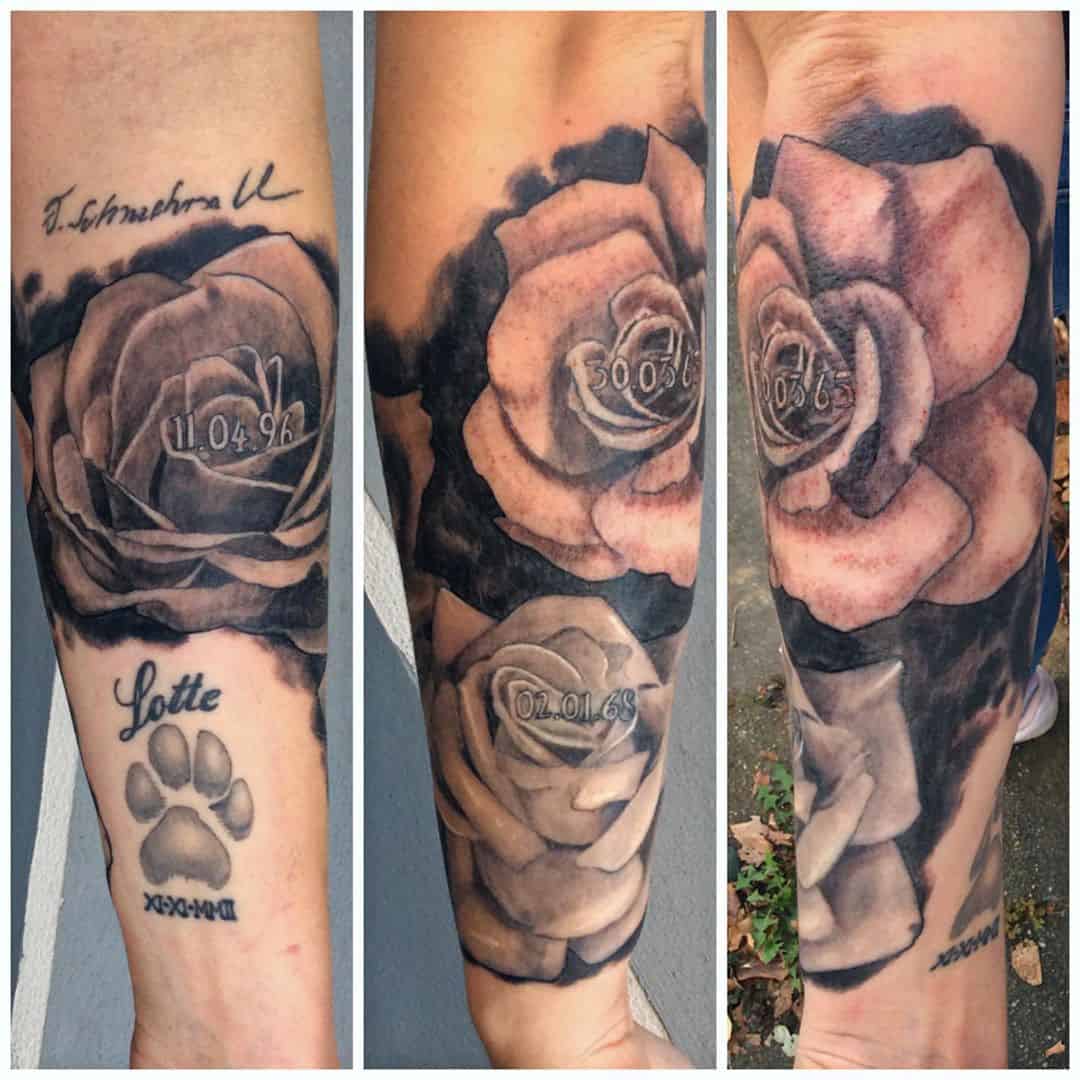 rózsa tetoválás alkarra