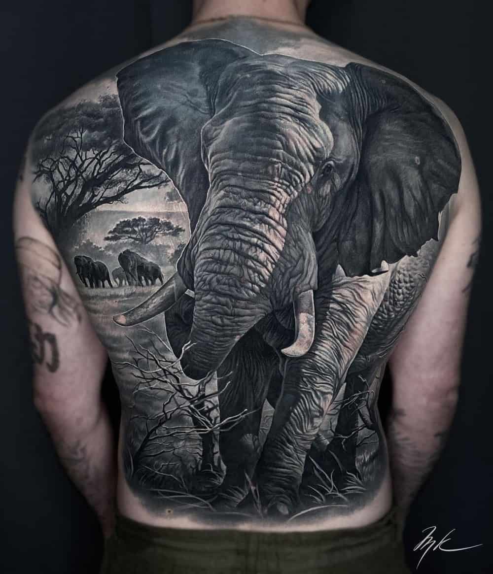 Elefánt hát tetoválás