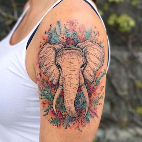 Teljes Váll elefánt tetoválás