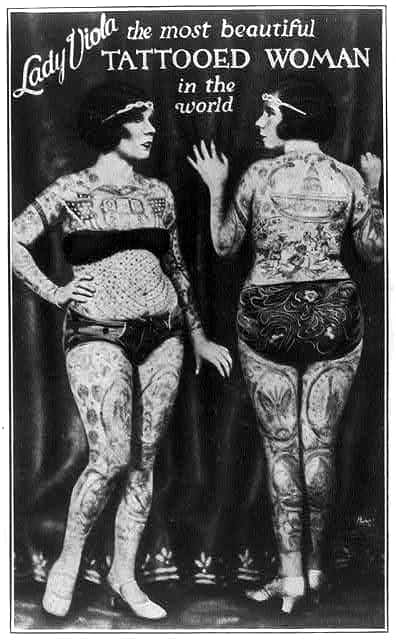 amerikai cirkusz tetovált nő plakát