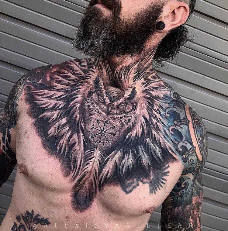 férfi bagoly tetoválás