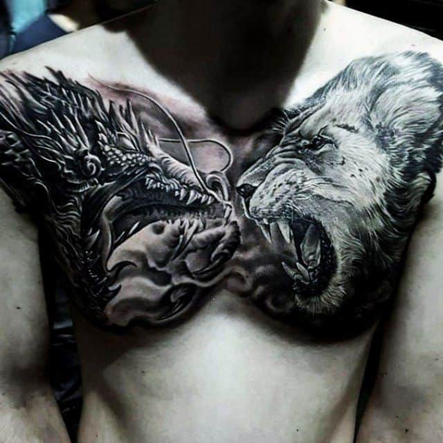 oroszlán és sárkány tetoválás