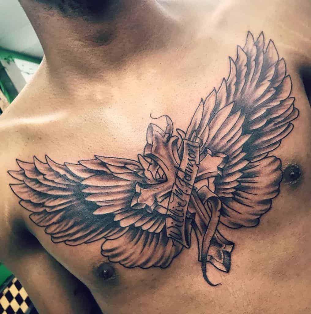angyalszárny mellkas tetoválás
